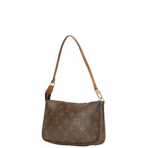 Louis Vuitton Shoulder Leather Accessoires Monogram Brown Bag Pochette